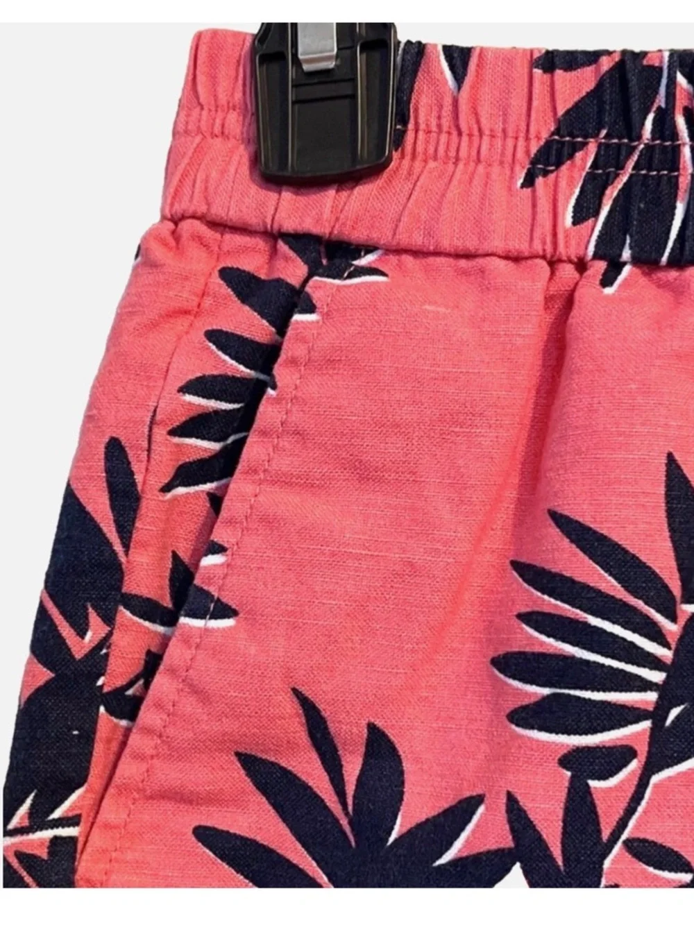 J.Crew Linen Cotton Palm Print Shorts 00 Tropical Beach Resort Pull On